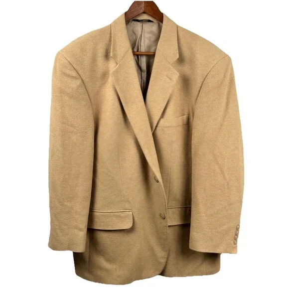 Botany 500 Blazer Jacket Coat Mens 44S Tan Solid 100% Camel Hair Two Buttons